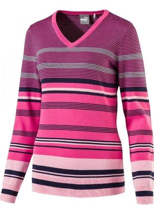 Стильный хлопковый пуловер в разноцветную полоску puma, 💯 ориг...