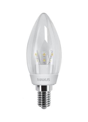 MAXUS 1-LED-265 Лампа світлодіодна прозора C37 CL-C 3W 3000K 2...