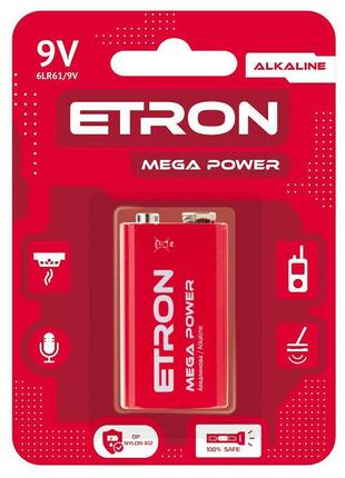 ETRON 9V Батарейка "Крона" 6LR61 9V