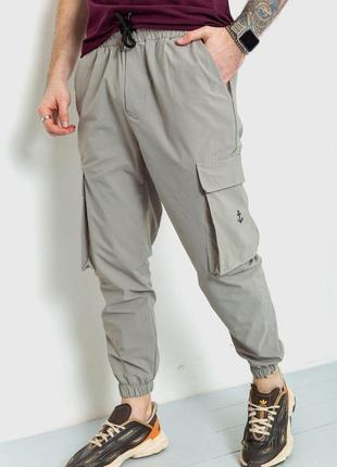 Спортивные брюки мужские тонкие стрейчевые, цвет оливковый, 15...