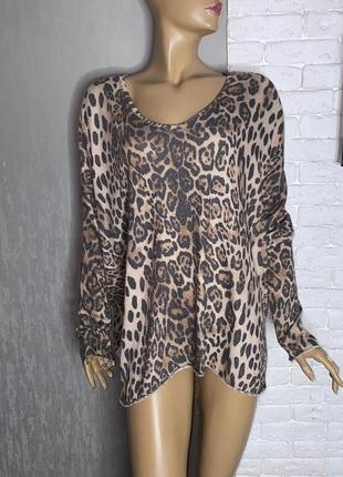 Итальянская трикотажная блуза у леопардовый принт блузка оверс...