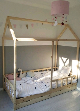 Ліжко будинок з дерева під любий розмір матрасу