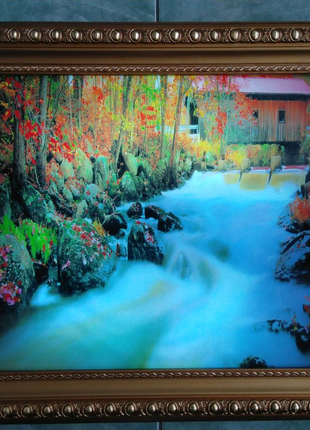 Картина с подсветкой "водопад" музыкальная , размер 45х60см.