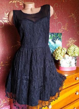 Чорна мереживна приталена сукня а - силуету від new look