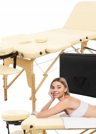 Масажний стіл складний 4FIZJO Massage Table+ Wood W60 Beige