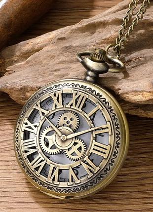 Часы кварцевые карманные в стиле винтаж декор римские цифры кр...