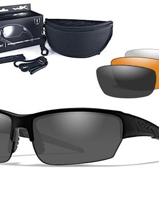 Армейские очки Wiley X WX SAINT Matte Black/ Grey + Clear + Li...