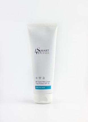Smart4derma acne bb cover matt cream total protect spf 30 мату...
