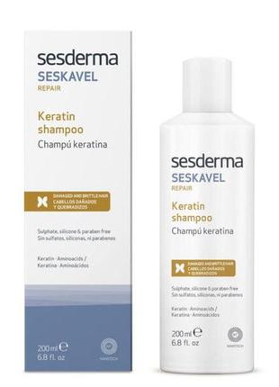 Восстанавливающий шампунь с кератином sesderma seskavel repair...