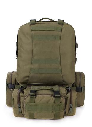 Рюкзак тактический на 55л (53х35х22 см), с подсумками, олива/ ...
