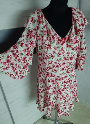 Сукня в квітковий принт з рюшами плаття сарафан розмір  xxl