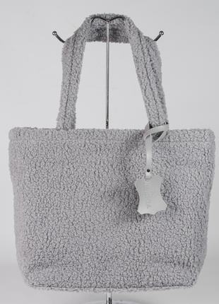 Жіноча сумка сіра сумка тедді сумка пухнаста сумка шопер шоппер