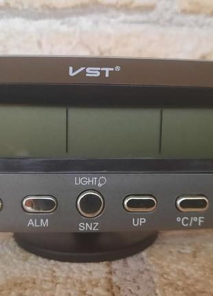 Настольные часы с термометром и выносным датчиком VST-7045 Син...