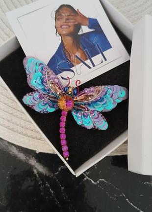 Брошка бабка з бісеру стрекоза ручної роботи мушка метелик жук...