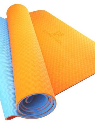 Килимок для йоги та фітнесу u-powex tpe yoga mat orange/blue (...