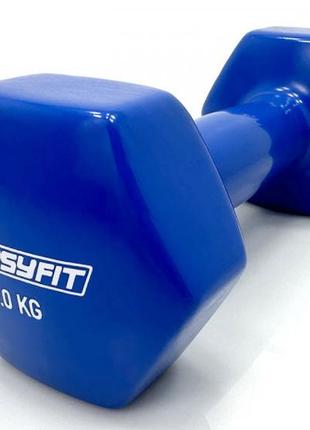 Гантели для фитнеса 2*5 кг easyfit с виниловым покрытием синие...