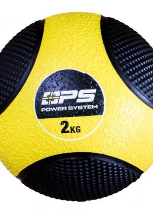 Медбол power system ps-4132 medicine ball 2кг. black/yellow