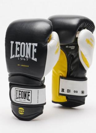 Боксерские перчатки leone tecnico black yellow 16 ун.