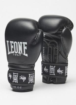 Боксерские перчатки leone ambassador black 14 ун