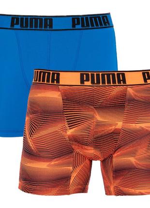 Труси-боксери puma active boxer print 2p синій, помаранчевий ч...