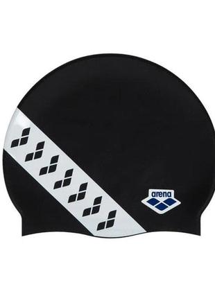 Шапка для плавання arena icons team stripe cap чорний, білий у...