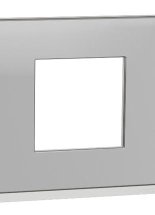 Рамка 1-постова, горизонтальна, алюміній матовий/білий Unica N...