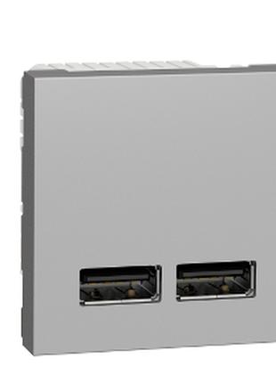 Розетка USB двойная 2.1А 2 модуля алюминий Unica New NU341830