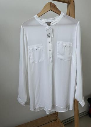 Белая блузка белая рубашка праздничная рубашка 50