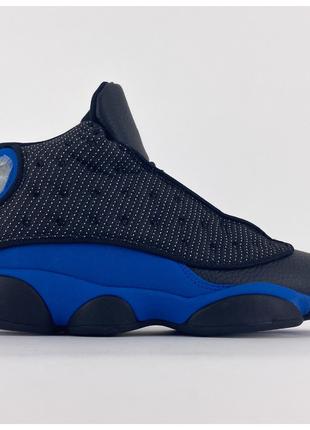 Чоловічі кросівки Nike Air Jordan 13 Black Blue, чорні шкіряні...