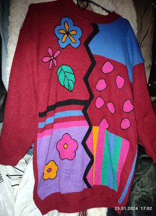 Удлиненный свитер платья винтаж
