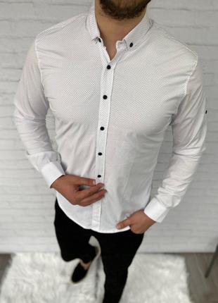 Классическая рубашка белая мужская