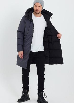 Куртка зимняя двусторонняя серая мужская