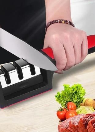 Точилка для ножей кухонная ручная  красно-черная ,ручная точил...