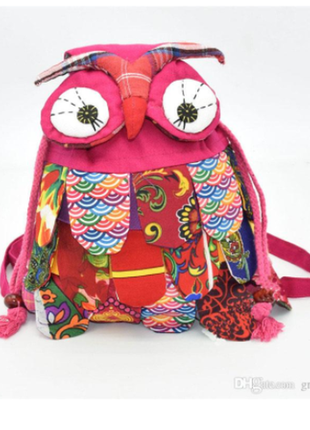 Дитячий яскравий рюкзак сова з ніжками/тканинний рюкзак