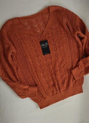 Напіввовняна ажурна кофта светр джемпер пуловер італія