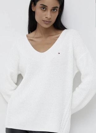 Хлопковый свитер touch hilfiger пуловер джемпер белый