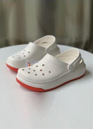 Крокс крокбенд клог платформ білі crocs crocband platform full...