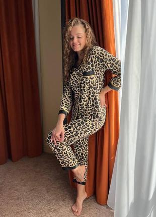 Леопардовая пижама/костюм для дома (рубашка + штанишки)