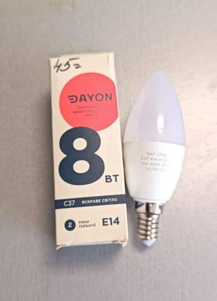Лампа світлодіодна E14, 8W, 4100K, C37, Dayon, 720 lm, 220 V (EMT