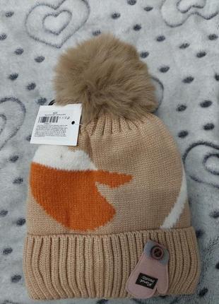 Зимова шапка дитяча з помпоном на флісі