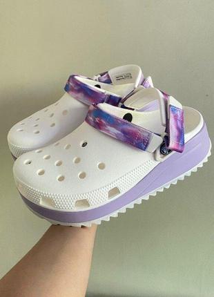 Крокс классик клог платформа белые с фиолетовым crocs classic ...