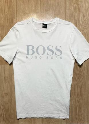 Hugo boss white big logo футболка оригинал!