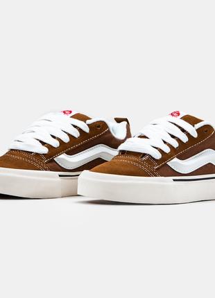 Женские Кеды Vans KNU Skool Brown White 36-37-38-39-40