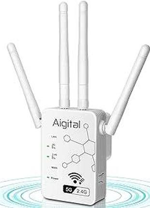 Aigital 5G Подовжувач Wi-Fi 1200 Мбіт/с, повторювач Wi-Fi даль...