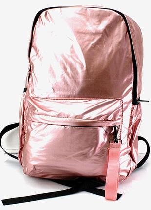 Большой розовый глянцевый рюкзак