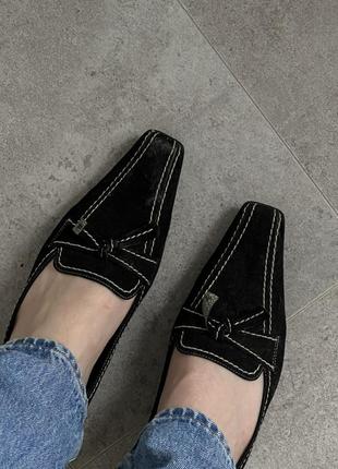 Черные винтажные кожаные туфельки