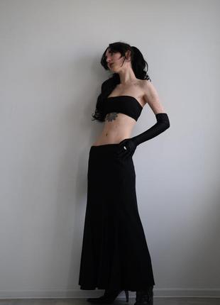 Роскошная черная длинная прямая юбка