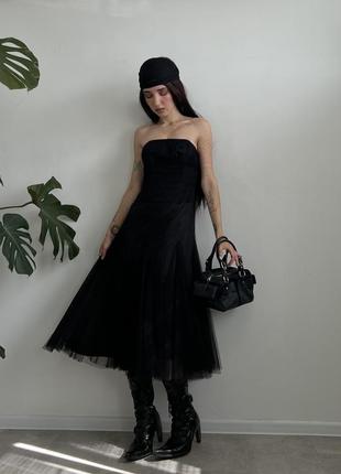 Роскошное черная сетчатое платье корсетное, бандо верх
