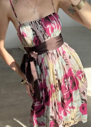 Роскошное розовое цветочное платье мини, корсетное платье, с б...