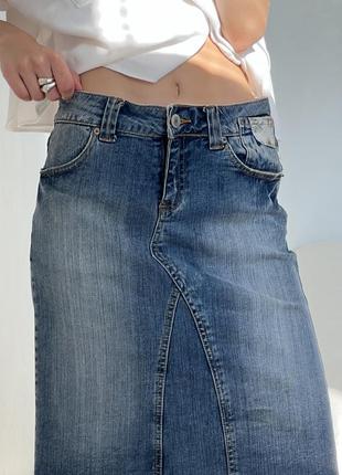 Голубая джинсовая мини юбка